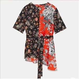 Zara Kimono Style Floral Two-Faced Top